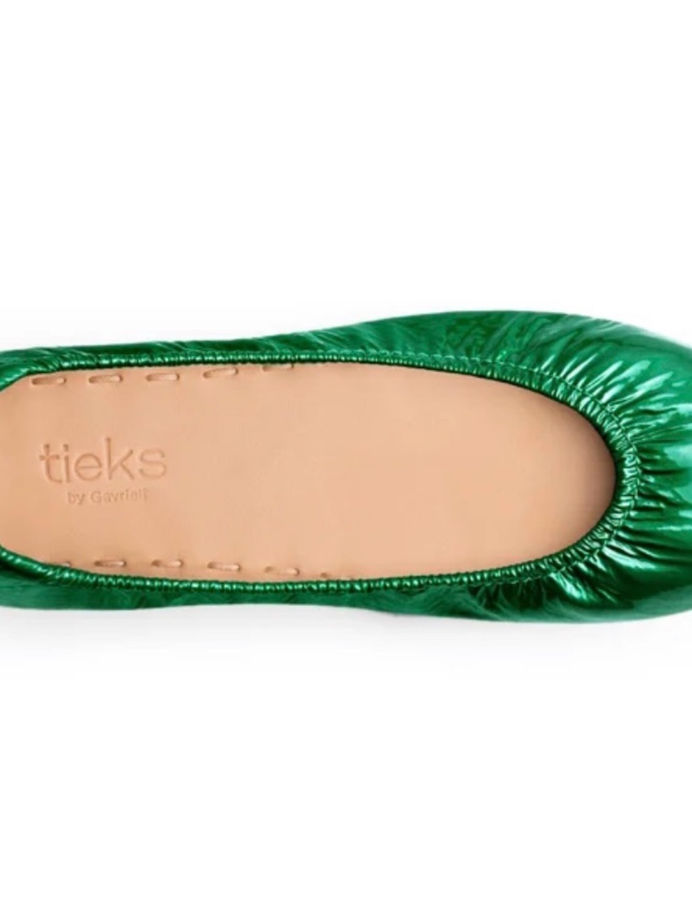 NIB Tieks Emerald Green Patent Ballet Flats with Turquoise Soles